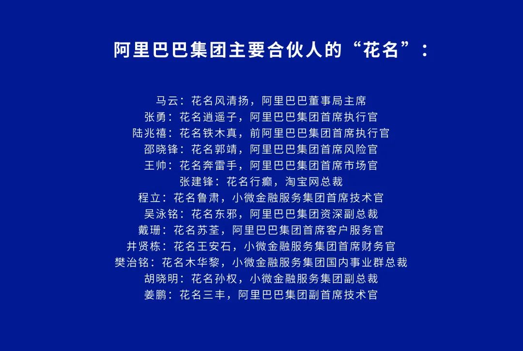 阿里巴巴内部花名大全（阿里巴巴影响力的人物花名）