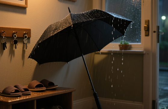 抒情诗歌--雨伞滴水的玄关夜
